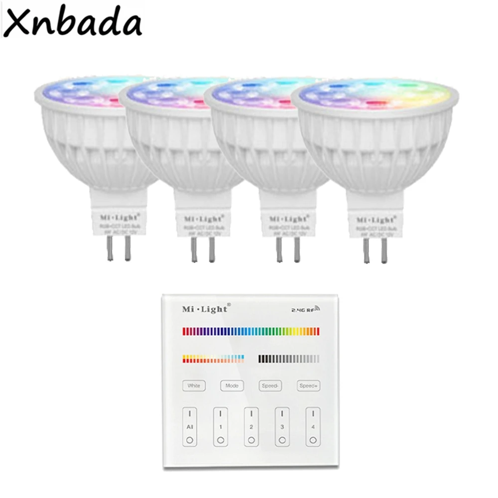 MR16 4W MiBoxer RGB+CCT Led Bulb Spotlight AC/DC 12V 2.4G WL-Box1 Led Controller B4/T4 RGB+CCT Touch Panel Remote Controller
MR16 4W MiBoxer RGB+CCT Led Bulb Spotlight AC/DC 12V 2.4G WL-Box1 Led Controller B4/T4 RGB+CCT Touch Panel Remote Controller