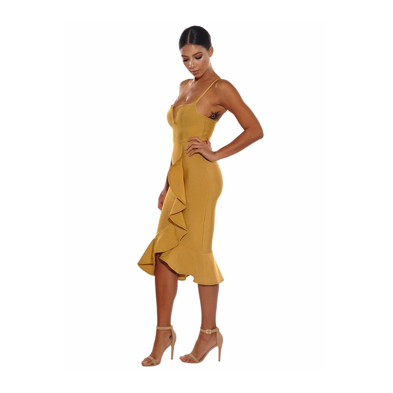New Arrival 2019 Chic Ins Style Yellow Dress Elegant Mermaid Spaghetti Strap Bandage Dress Sleeveless Party Vestidos de verano
New Arrival 2019 Chic Ins Style Yellow Dress Elegant Mermaid Spaghetti Strap Bandage Dress Sleeveless Party Vestidos de verano