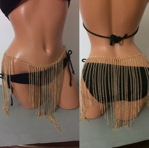 New Fashion Sexy Heavy Metal Chain Belly Waist Chain Bikini Gold Tone Body Chain Jewelry
New Fashion Sexy Heavy Metal Chain Belly Waist Chain Bikini Gold Tone Body Chain Jewelry