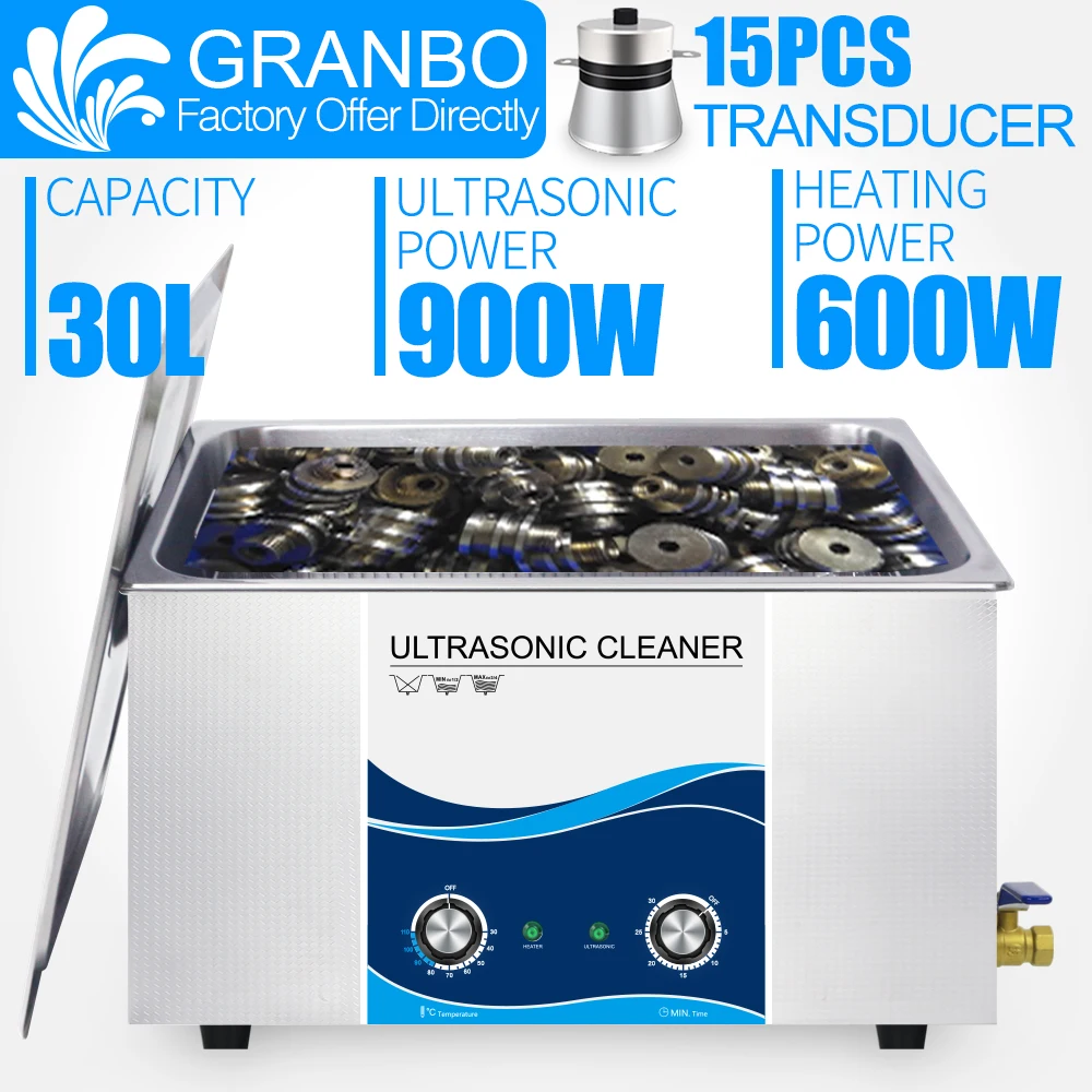 

Ультразвуковой очиститель Granbo 30 л, 900 Вт, 110 В, 220 В, промышленный, для инжекторного двигателя, автозапчастей, медицинская лабораторная, очисти...
