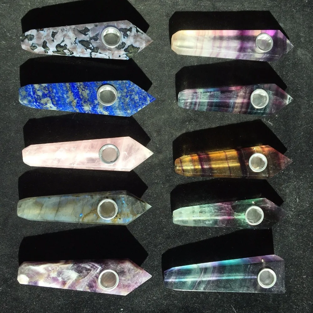 Natural Fluorite Somking Pipe Quartz Crystal Point different kinds of gemstone pipes Carb Hole 10pcs
Natural Fluorite Somking Pipe Quartz Crystal Point different kinds of gemstone pipes Carb Hole 10pcs