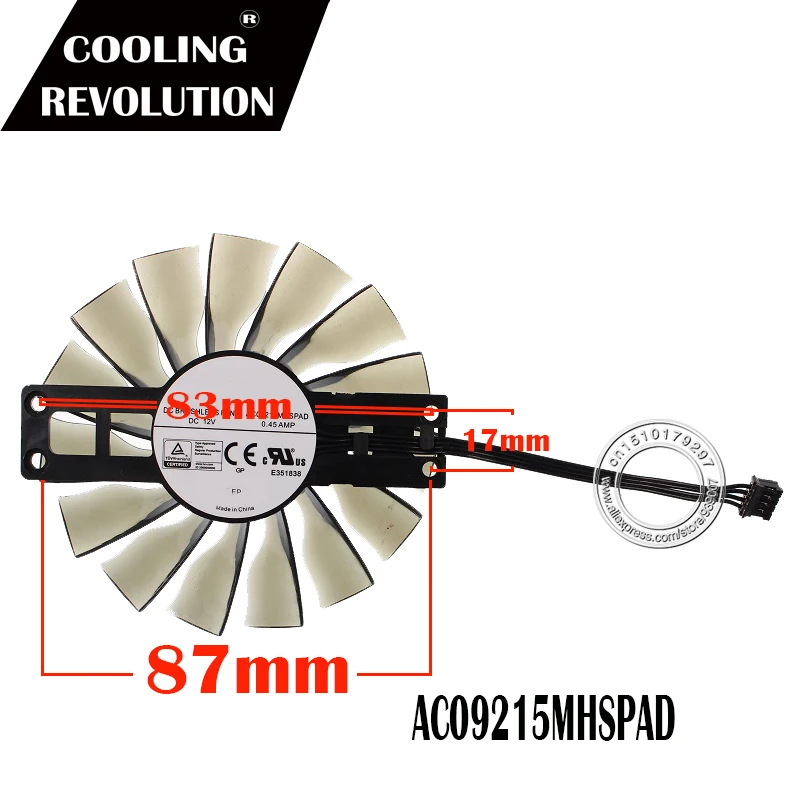 87MM AC09215MHSPAD 4Pin 0.45A Cooling Fan For MAXSUN GTX960 GTX970 JETSTREAM Graphics Card Cooler Fans
87MM AC09215MHSPAD 4Pin 0.45A Cooling Fan For MAXSUN GTX960 GTX970 JETSTREAM Graphics Card Cooler Fans