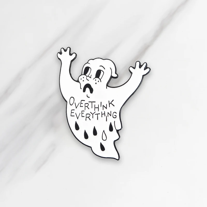 OVERTHINK to Dead Enamel Brooches Button Pins for clothes bag White Punk Cool Funny Ghost Jewelry Gift for friends
OVERTHINK to Dead Enamel Brooches Button Pins for clothes bag White Punk Cool Funny Ghost Jewelry Gift for friends