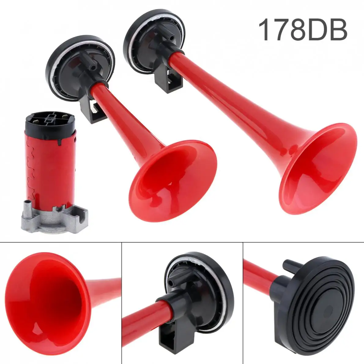 12V 178dB Super Loud Dual Tone Air Horn Set Trumpet Compressor for Motorcycle Car Boat Truck
12V 178dB Super Loud Dual Tone Air Horn Set Trumpet Compressor for Motorcycle Car Boat Truck