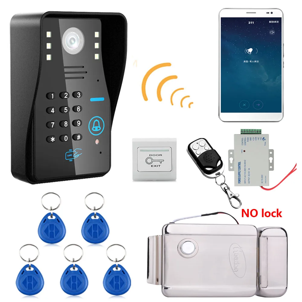 HD 720P беспроводной WIFI RFID пароль видео дверной звонок Домофон Система ночного видения + электронный замок