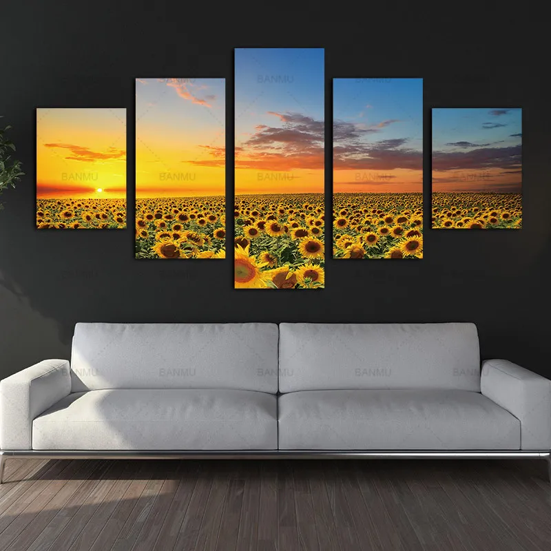 Poster Wall Picture Modern Oil Painting Sunflower Modular Canvas Art Landscape Sun Print and for Living Room Frameless 5pieces
Poster Wall Picture Modern Oil Painting Sunflower Modular Canvas Art Landscape Sun Print and for Living Room Frameless 5pieces