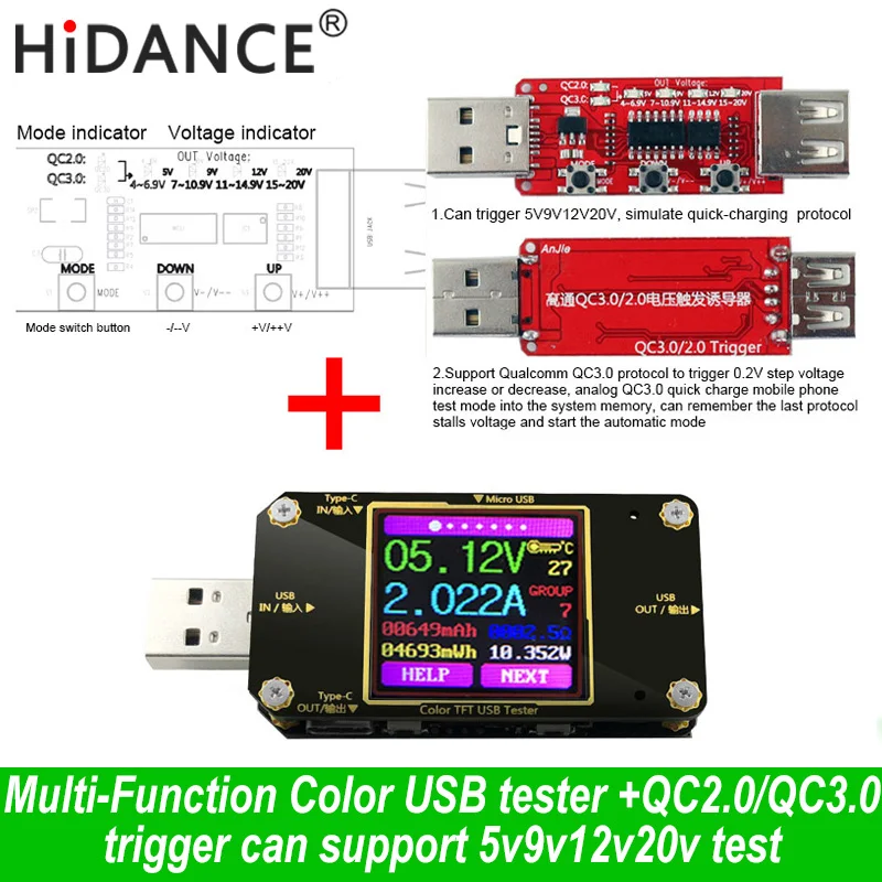 USB Type-c tester Wireless Bluetooth DC Digital voltmeter current voltage meter detector Monitoring Qualcomm Charger QC2.0 3.0
USB Type-c tester Wireless Bluetooth DC Digital voltmeter current voltage meter detector Monitoring Qualcomm Charger QC2.0 3.0