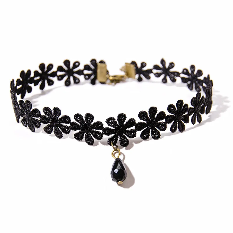 Black Flower Crochet Women's Chokers Necklace Hollow Lace Daisy Female Clavicle Collares Acrlic Water Drop Pendant Necklaces
Black Flower Crochet Women's Chokers Necklace Hollow Lace Daisy Female Clavicle Collares Acrlic Water Drop Pendant Necklaces