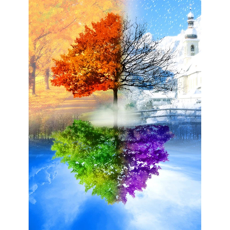 Four Seasons дерево новый полный S/R области Выделите алмаз рукоделие Diy Kit живопись 3D