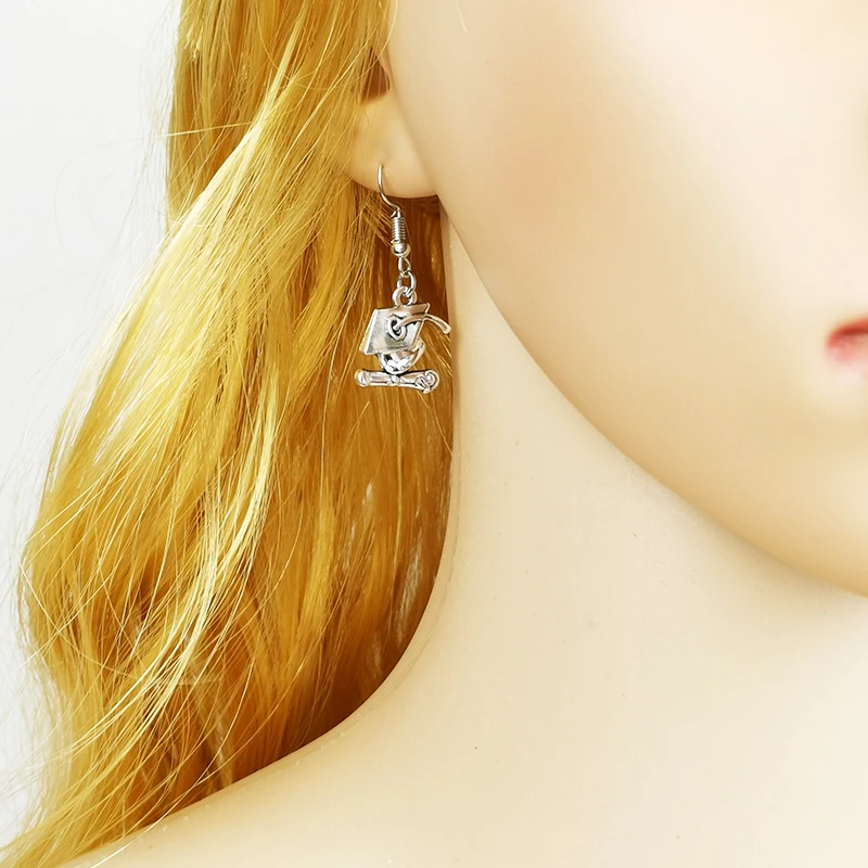 New Drop Earrings Graduation Certificate Book Cap Bachelor Hat Dangle For Women Girl Student Gift | Украшения и аксессуары