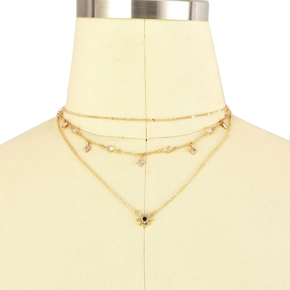 Bls-miracle Boho Crystal Pendant Necklace Fashion Multilayer Star Necklaces Statement Deck Chain For Women Jewelry Gift NX-53 | Украшения и