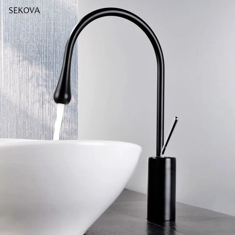Drop-shaped Faucet Bathroom Hot And Cold Washbasin Water Mixer Deck Mounted Single Holder Single Hole Matt Black & Chrome Brass
Drop-shaped Faucet Bathroom Hot And Cold Washbasin Water Mixer Deck Mounted Single Holder Single Hole Matt Black & Chrome Brass