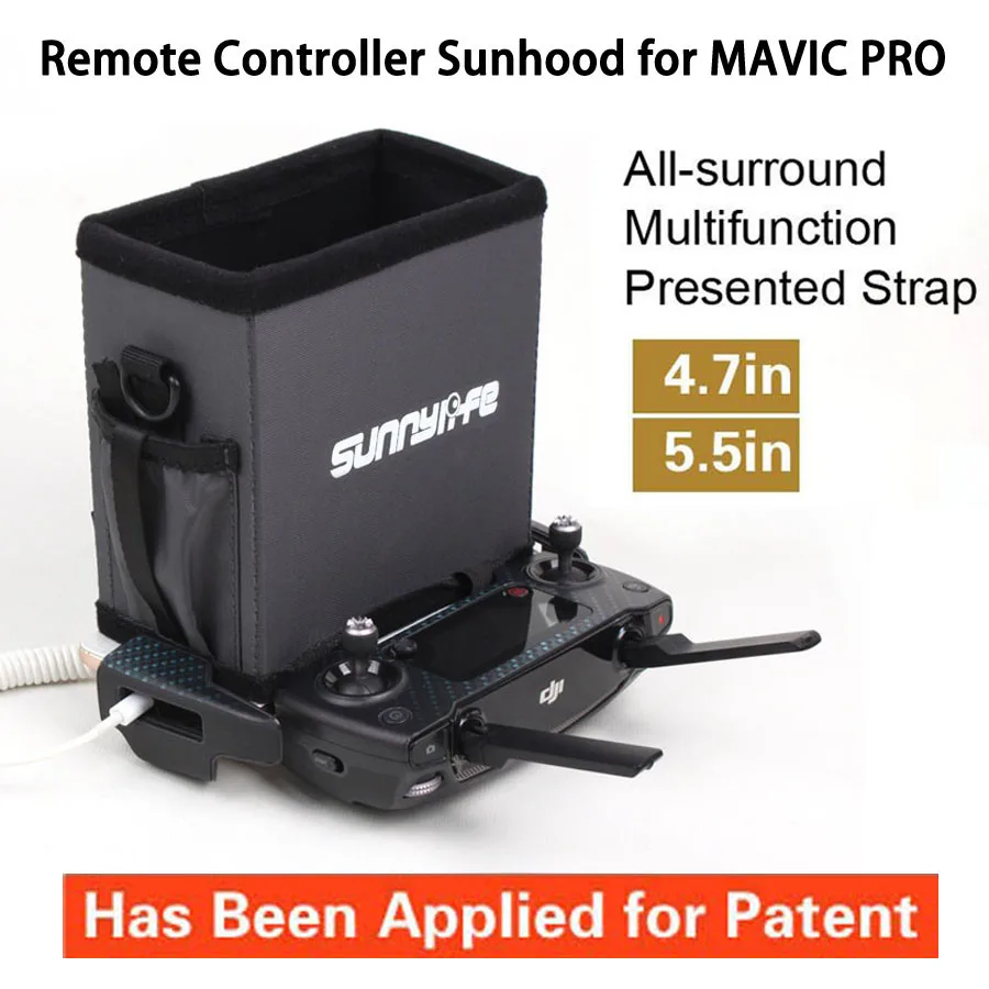 MAVIC Pro 5.5in пульт дистанционного управления sunhood все-объемный смартфон навес с ремешком для DJI Mavic Pro
MAVIC Pro 5.5in пульт дистанционного управления sunhood все-объемный смартфон навес с ремешком для DJI Mavic Pro