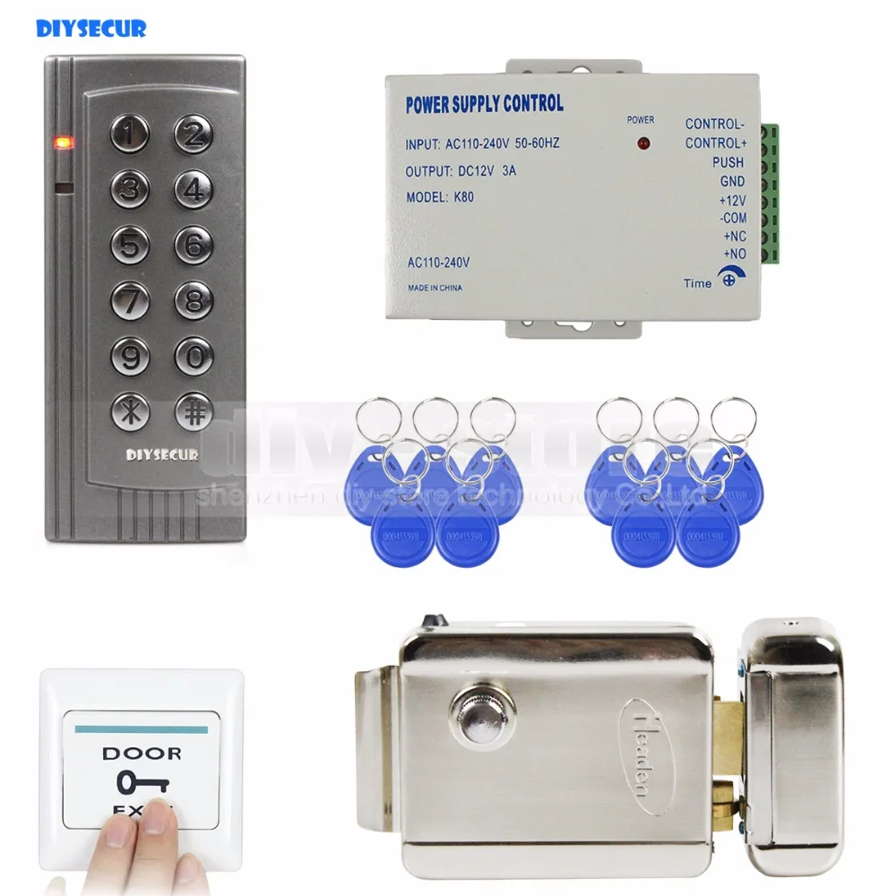 DIYSECUR 125 кГц RFID дверной контроллер доступа комплект + электронный замок для