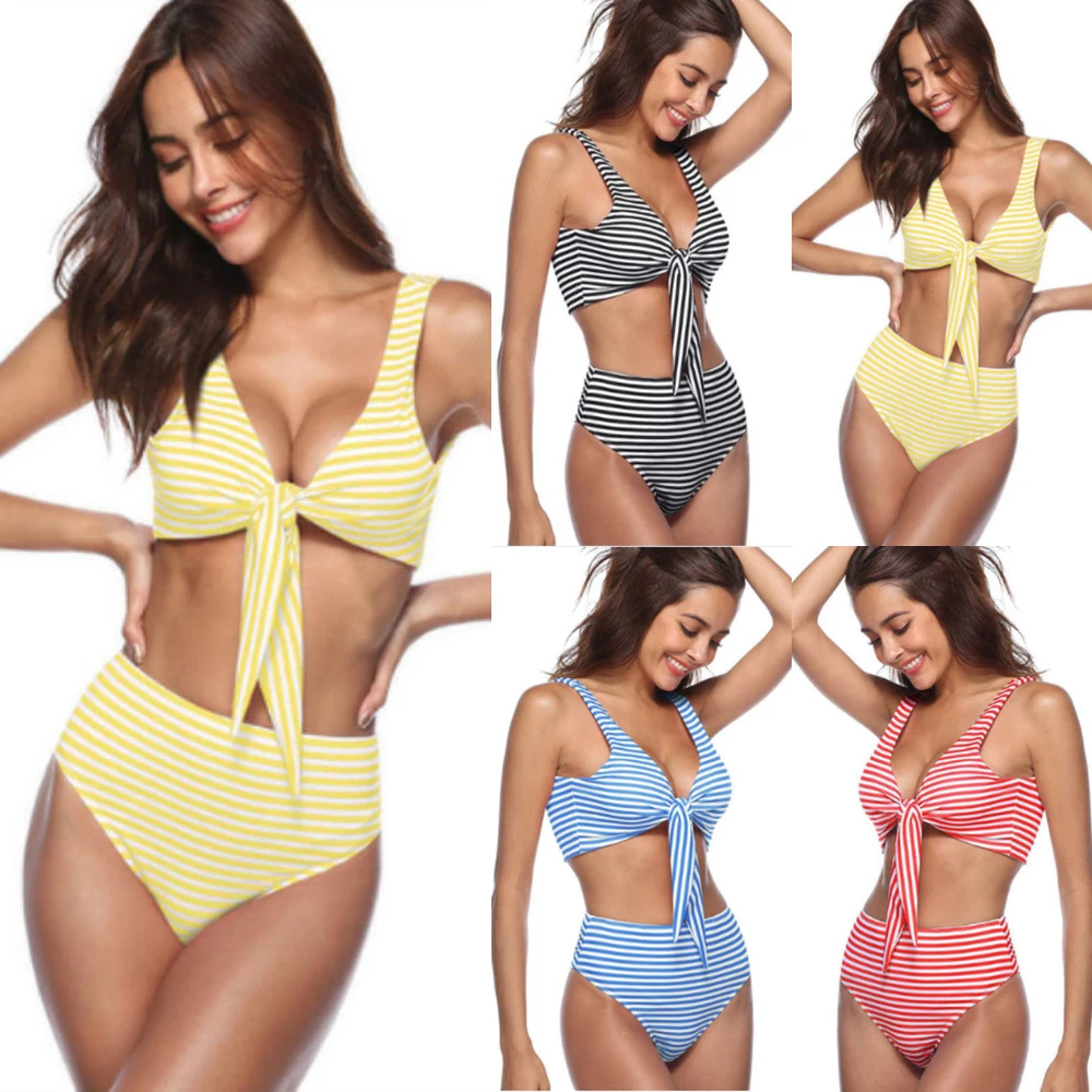 Женские комплекты бикини в полоску с высокой талией 2019, Мягкий купальник, женские купальники, купальник 
Женские комплекты бикини в полоску с высокой талией 2019, Мягкий купальник, женские купальники, купальник