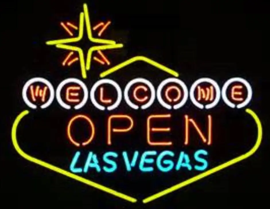 Open Welcome Lasvegas Glass Neon Light Sign