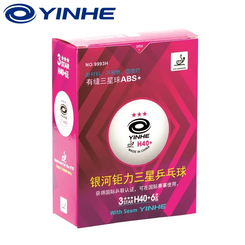Трехзвездочные Мячи YINHE Galaxy для настольного тенниса пластиковые 40 + белые Поли ITTF