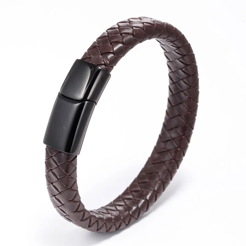 2019 Direct Selling Bileklik Pulseira Feminina Masculina Luxury Leather Steel Bracelet Men's Charm Magnetic Buckle | Украшения и