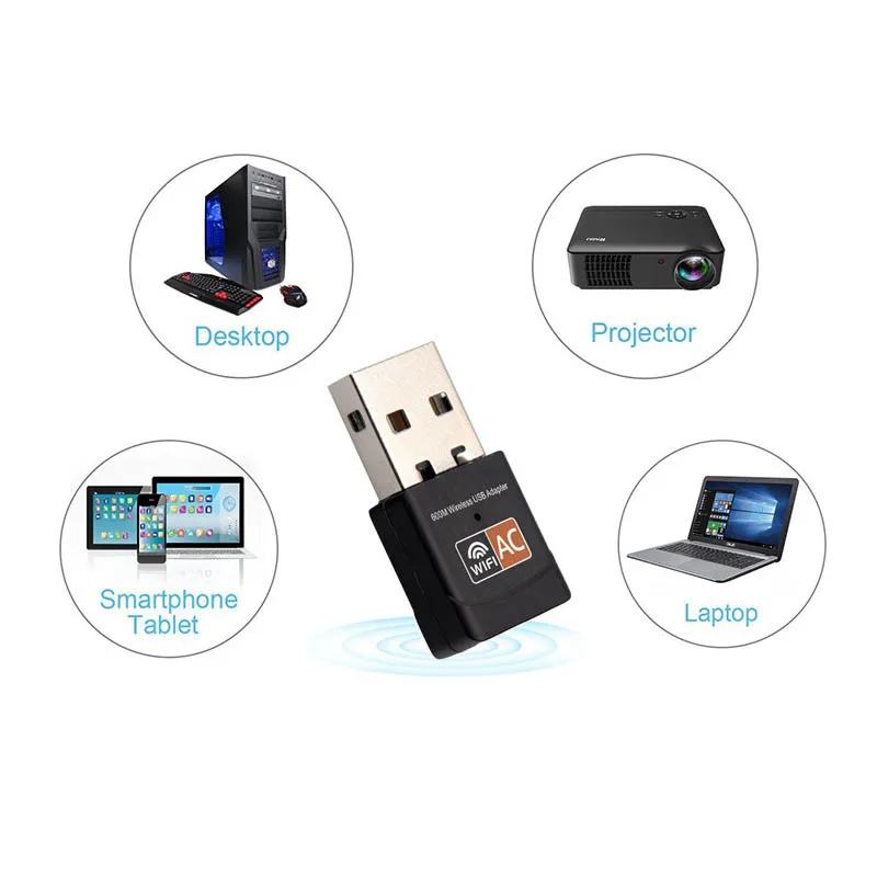 Мини беспроводной 600 Мбит/с USB wifi адаптер AC600 2 4 ГГц 5 WiFi Антенна ПК Компьютерная