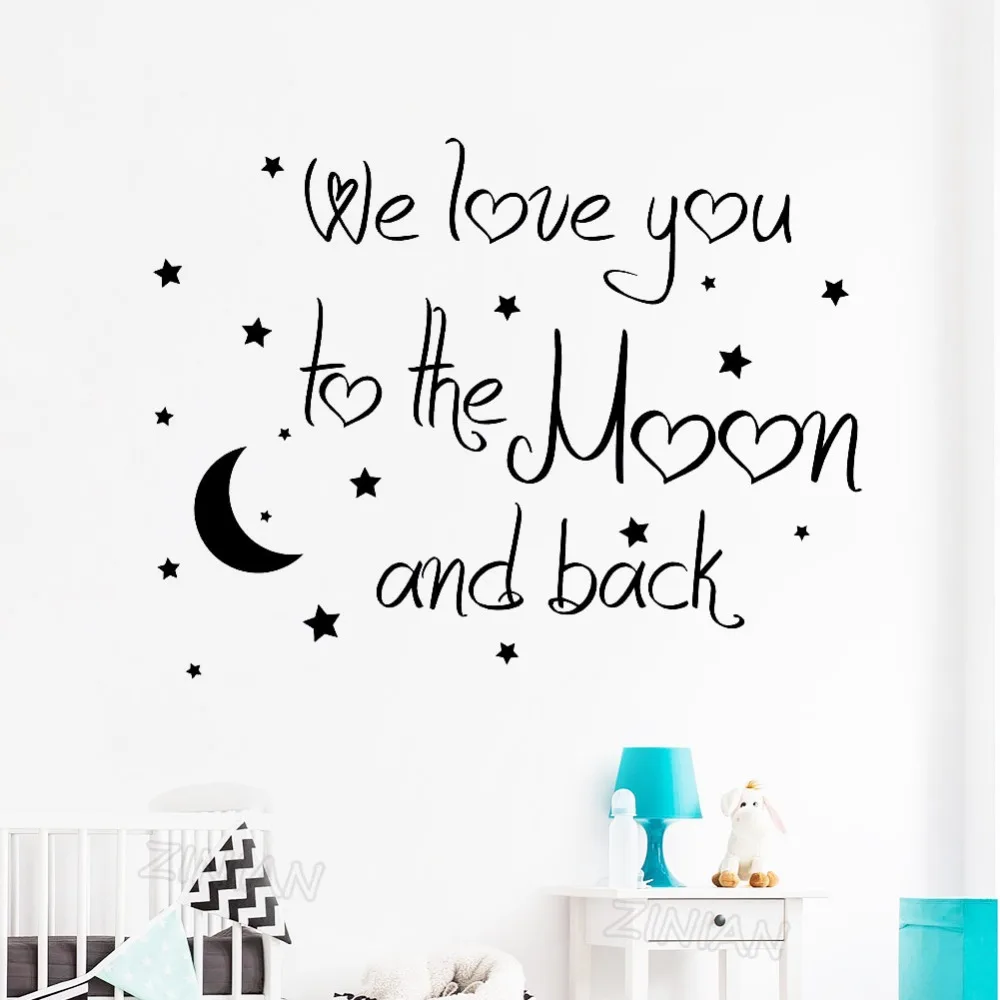 Romantic Love Quote Wall Decor Decals We Love You to the Moon and Back Vinyl Art Stickers Wallpaper for Kids Room Nursery Z778
Romantic Love Quote Wall Decor Decals We Love You to the Moon and Back Vinyl Art Stickers Wallpaper for Kids Room Nursery Z778