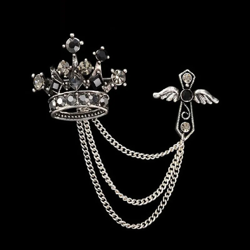 5 шт. 2017 самых модных издание полноценного мужская брошь иглы и цепи Pin Crown значки