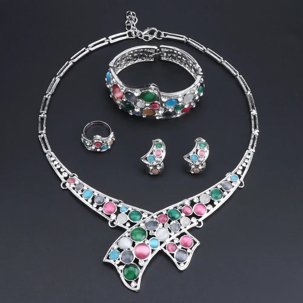 OEOEOS Elegant Opal Bridal Jewelry Sets Silver Color Crystal Necklaces Earrings Bracelet Ring Sets Wedding Jewelry
OEOEOS Elegant Opal Bridal Jewelry Sets Silver Color Crystal Necklaces Earrings Bracelet Ring Sets Wedding Jewelry