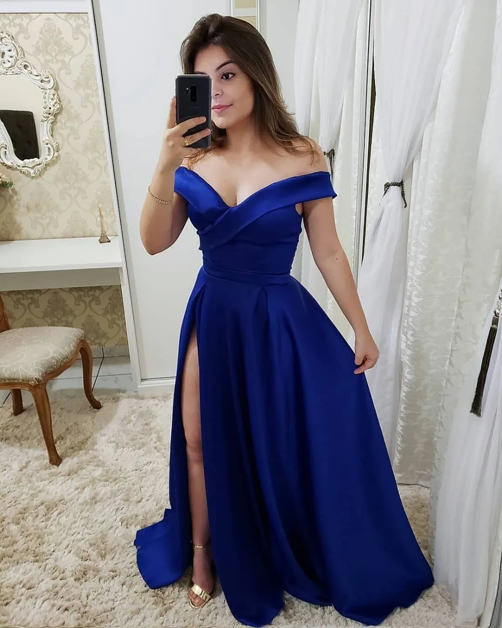 Vestidos De Gala Sexy Red V-Neck Side Slit Evening Dresses Long Elegant Off the Shoulder A-Line Formal Party Dress
Vestidos De Gala Sexy Red V-Neck Side Slit Evening Dresses Long Elegant Off the Shoulder A-Line Formal Party Dress