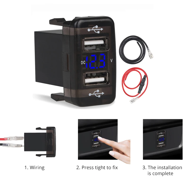 Автомобильное зарядное устройство WATERWICH 5V 2.1A с двумя USB для телефона 12V