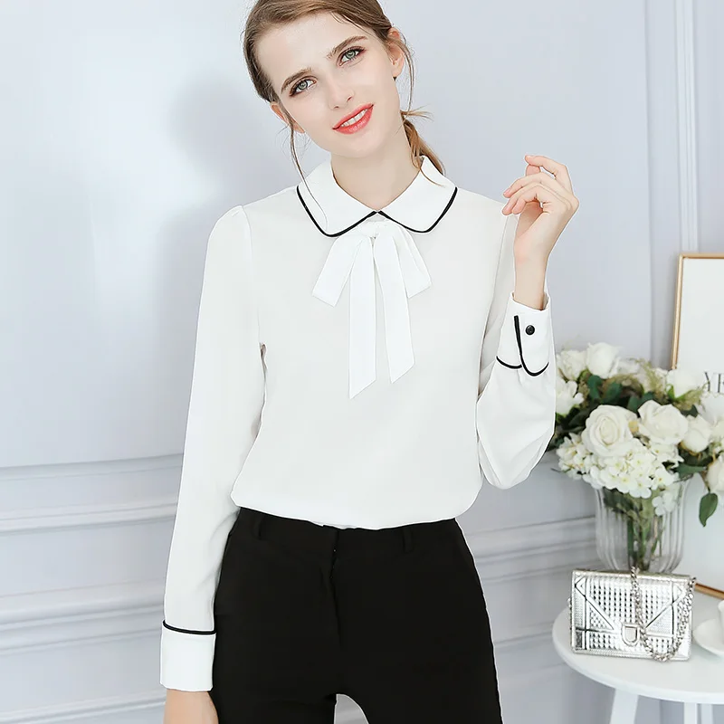 women polyester blouse shirt white pink long sleeve casual summer autumn tops female clothing
women polyester blouse shirt white pink long sleeve casual summer autumn tops female clothing