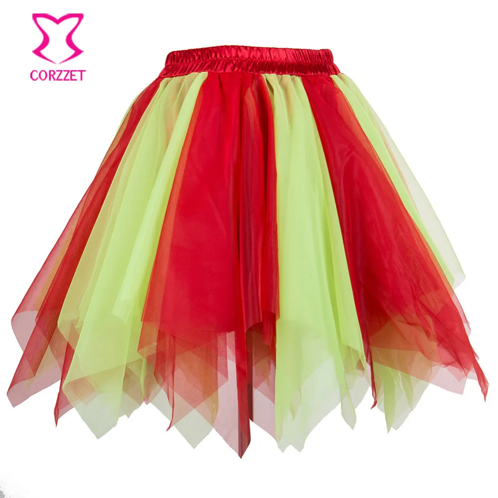 Red&Yellow Layered Asymmetrical Mini Lolita Tulle Skirt Plus Size Sexy Corset Tutu Pettiskirt Women Gothic Clubwear Faldas Mujer
Red&Yellow Layered Asymmetrical Mini Lolita Tulle Skirt Plus Size Sexy Corset Tutu Pettiskirt Women Gothic Clubwear Faldas Mujer