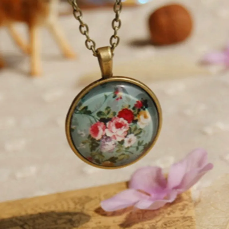 Flyleaf Original Handmade Retro Bronze Glass Cabochon Flowers Necklaces & Pendants For Women Nostalgic Style Jewelry
Flyleaf Original Handmade Retro Bronze Glass Cabochon Flowers Necklaces & Pendants For Women Nostalgic Style Jewelry