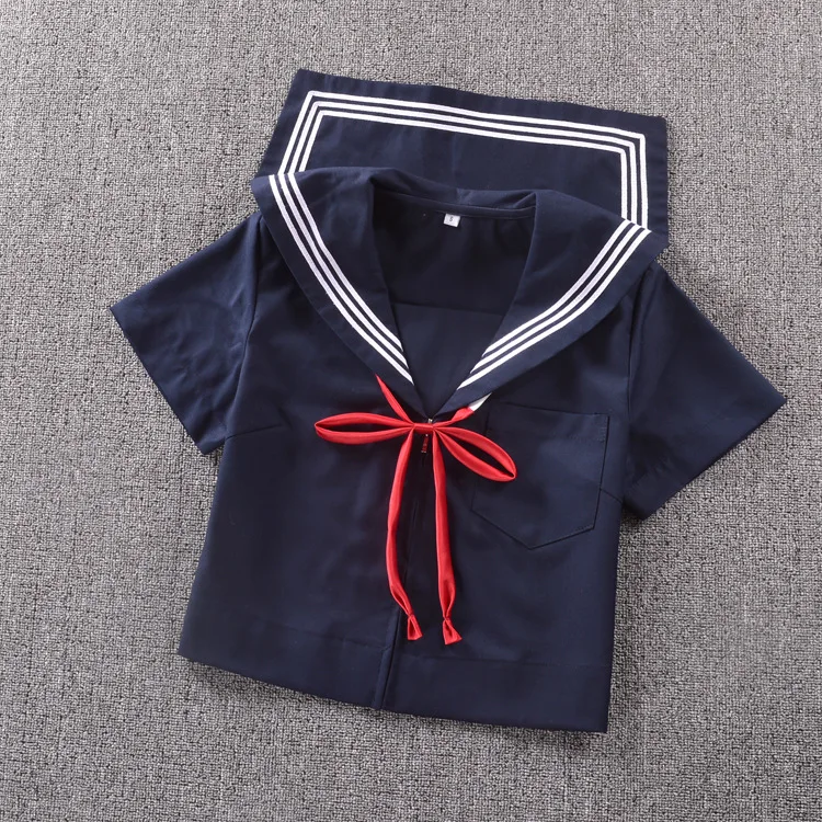 Japanese school girl uniform shirt Kanto lapel front Middle zipper Dark Blue Summer
Japanese school girl uniform shirt Kanto lapel front Middle zipper Dark Blue Summer