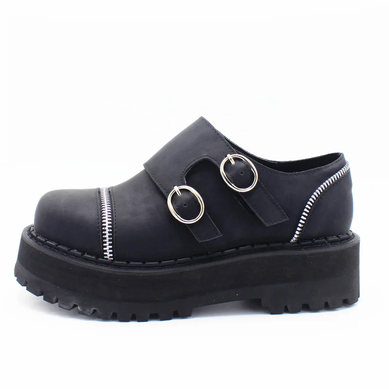Fashion Round Toe Velco Buckle Thick Sole Platform Shoes Women Spring Autumn Harajuku Retro Low Upper Zipper shoes Boot Shoes
Fashion Round Toe Velco Buckle Thick Sole Platform Shoes Women Spring Autumn Harajuku Retro Low Upper Zipper shoes Boot Shoes