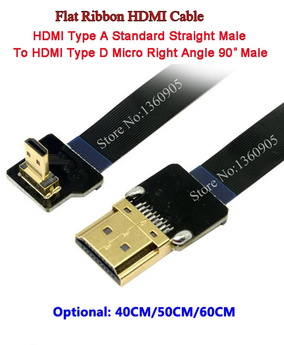 40CM/50CM/60CM Ultra Thin HDMI Cable Type D Micro Right Angle 90 Degree To HDMI Type A Straight Flat Ribbon Cable FPV
40CM/50CM/60CM Ultra Thin HDMI Cable Type D Micro Right Angle 90 Degree To HDMI Type A Straight Flat Ribbon Cable FPV