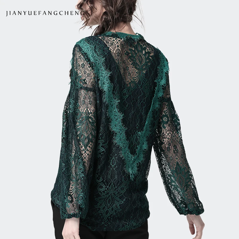 Lace Shirt Hollow Out Floral Blouse Women Long Sleeve triangle ruffle Top Solid Color Loose 2019 Fashion Sexy Korean Clothing
Lace Shirt Hollow Out Floral Blouse Women Long Sleeve triangle ruffle Top Solid Color Loose 2019 Fashion Sexy Korean Clothing