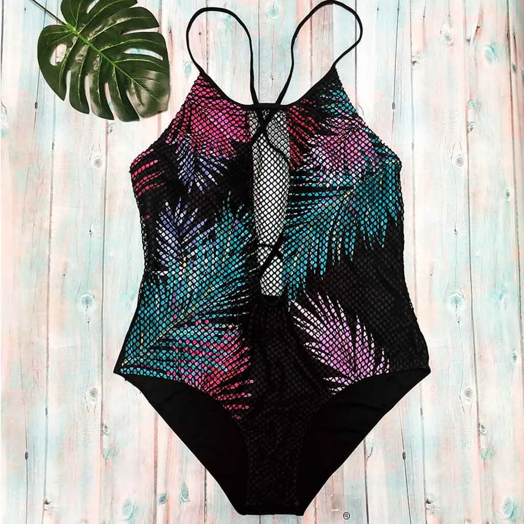 2019 New Summer Women's Fashion Beach Wear Sexy Women One Piece Print Swimsuit Push Up Padded Bikini Swimwear | Спорт и