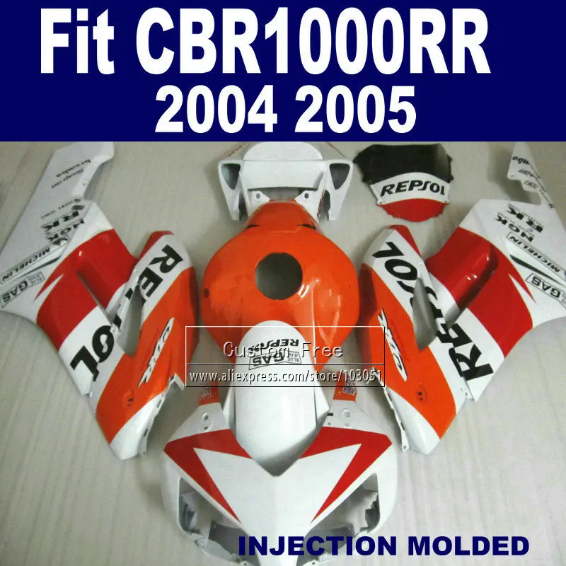 

7gifts Injection fairing sets for Honda 2004 2005 CBR 1000RR CBR1000RR 04 05 CBR1000 RR white orange repsol body fairings parts