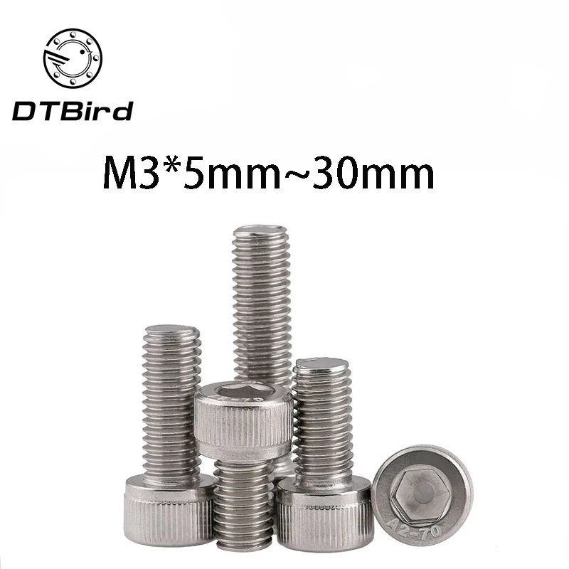 50pc 201 Stainless Steel Cylindrical Hexagon Socket Head Screw GB70/DIN912 Cup Head Screw M3*5mm-30mm
50pc 201 Stainless Steel Cylindrical Hexagon Socket Head Screw GB70/DIN912 Cup Head Screw M3*5mm-30mm