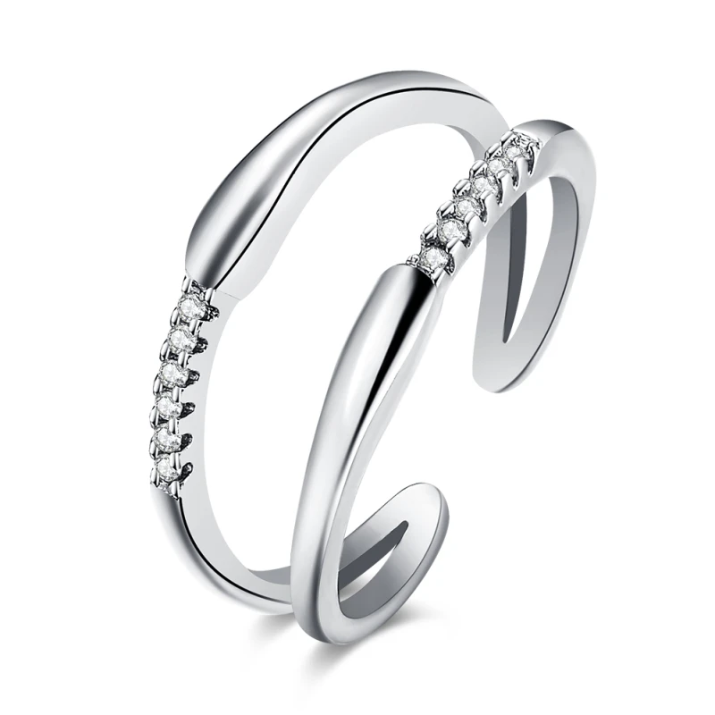 Garilina Fashion Jewelry Double-lined White Cubic Zirconia Silver Color Open Ring For Women R2223
Garilina Fashion Jewelry Double-lined White Cubic Zirconia Silver Color Open Ring For Women R2223
