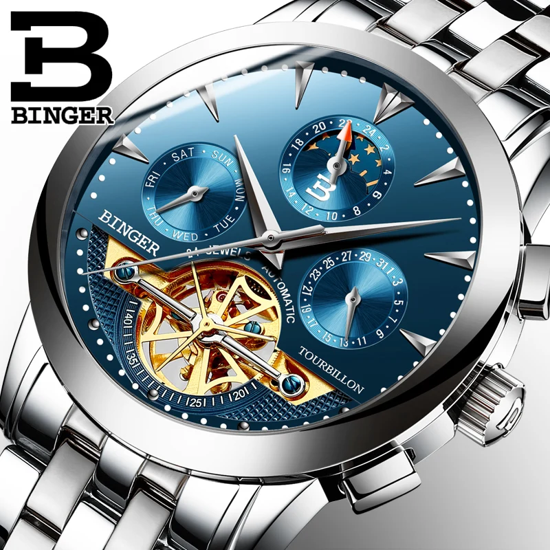 Luxury Men's Watches BINGER Brand Mechanical Wristwatches Automatic Tourbillon Wrist watch Full Steel relogio masculino
Luxury Men's Watches BINGER Brand Mechanical Wristwatches Automatic Tourbillon Wrist watch Full Steel relogio masculino