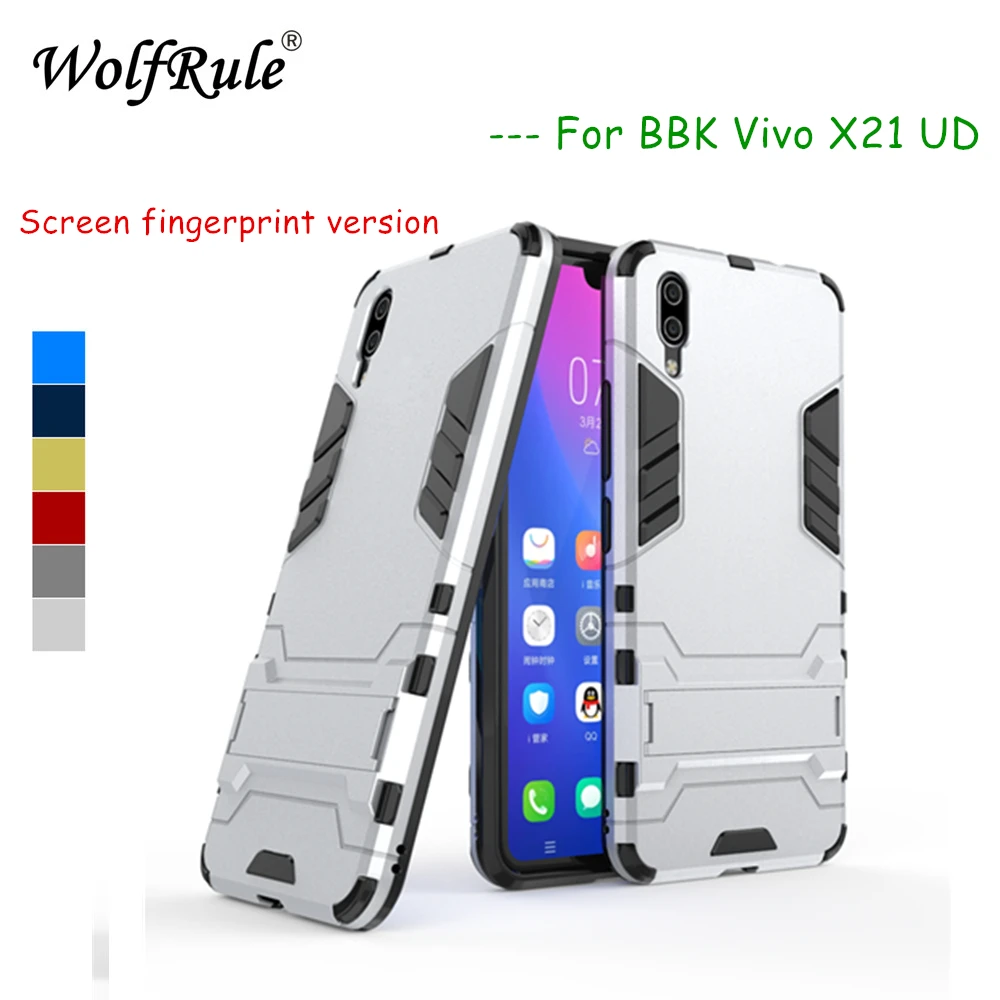 

WolfRule Vivo X21 Cases Vivo x21 ud Case Cover Soft Silicone + Plastic Kickstand Back Case For BBK Vivo x21 ud Phone Coque 6.28"