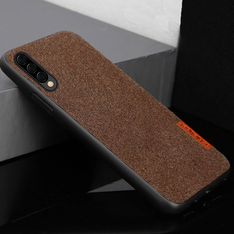 Business case for Samsung A50 shockproof back cover cloth fabric protective silicone cases capa Galaxy A70 A30 s10 | Мобильные