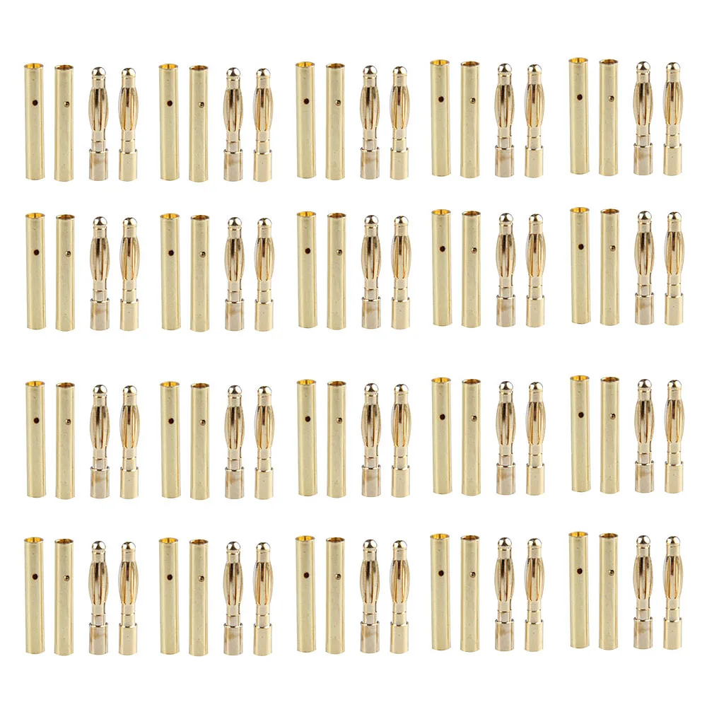 High Quality 20pcs/lot 2.0mm Alloy Golden Bullet Banana Connector Plug For RC Battery Motor
High Quality 20pcs/lot 2.0mm Alloy Golden Bullet Banana Connector Plug For RC Battery Motor