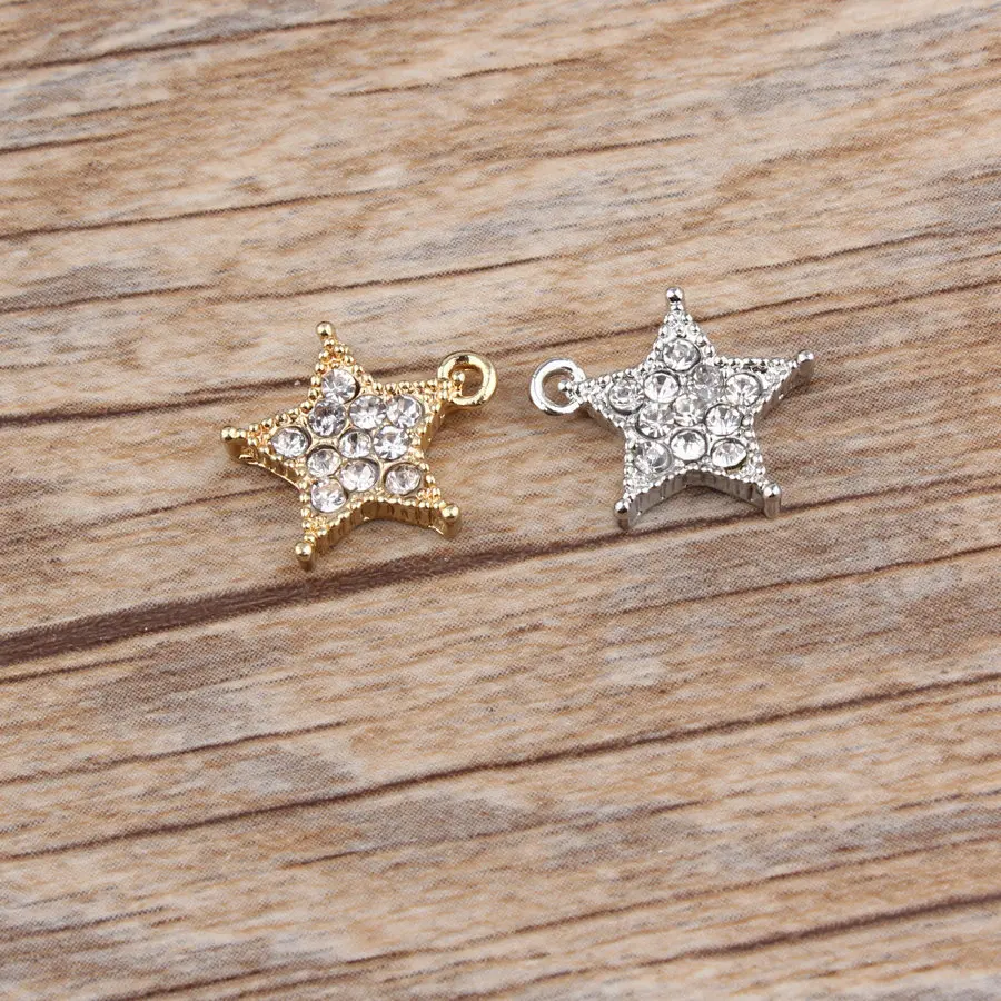 10PCS/Lot Silver Gold Color Charms Star Shape With Rhinestone Charm Pendants For Jewelry Handmade
10PCS/Lot Silver Gold Color Charms Star Shape With Rhinestone Charm Pendants For Jewelry Handmade