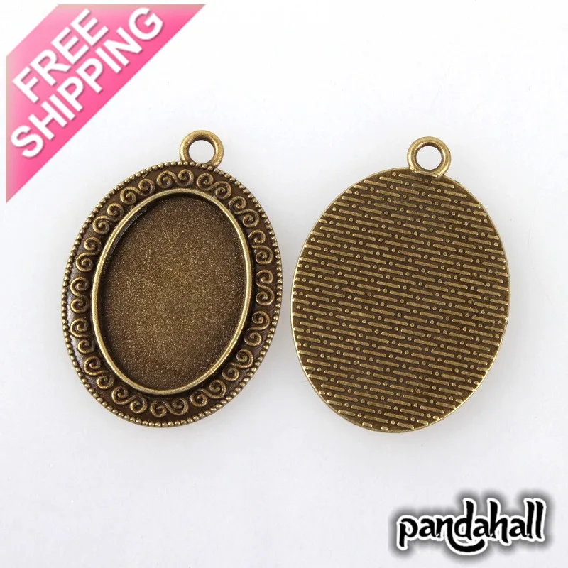 Vintage Tibetan Alloy Pendant Cabochon Bezel Settings, Nickel Free, Antique Bronze, Oval Tray: 25x18mm; 39x28x2mm, Hole: 3mm
Vintage Tibetan Alloy Pendant Cabochon Bezel Settings, Nickel Free, Antique Bronze, Oval Tray: 25x18mm; 39x28x2mm, Hole: 3mm