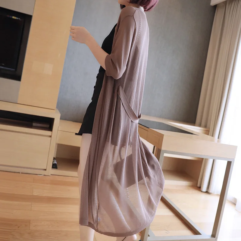 2019 summer loose hollow thin coat women's long section ice silk sweater women's sunscreen air conditioning shirt
2019 summer loose hollow thin coat women's long section ice silk sweater women's sunscreen air conditioning shirt