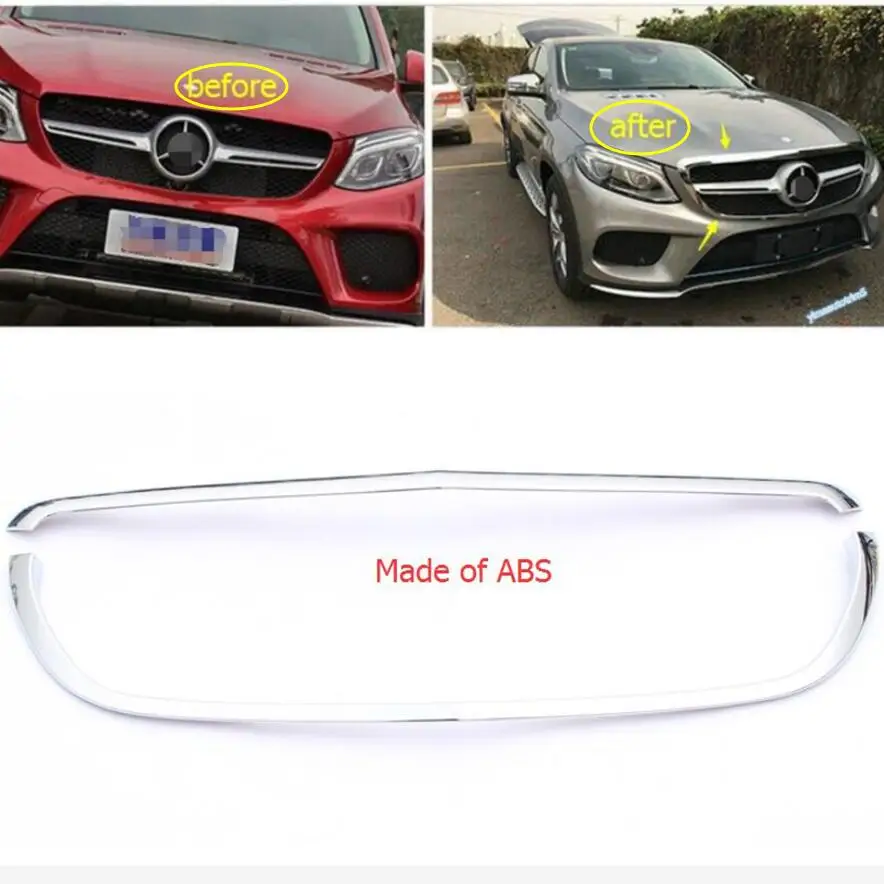 ABS передняя решетка украшения Рамка накладка 2 шт для Mercedes Benz GLE Coupe ( C292 ) 320 400 450 2015