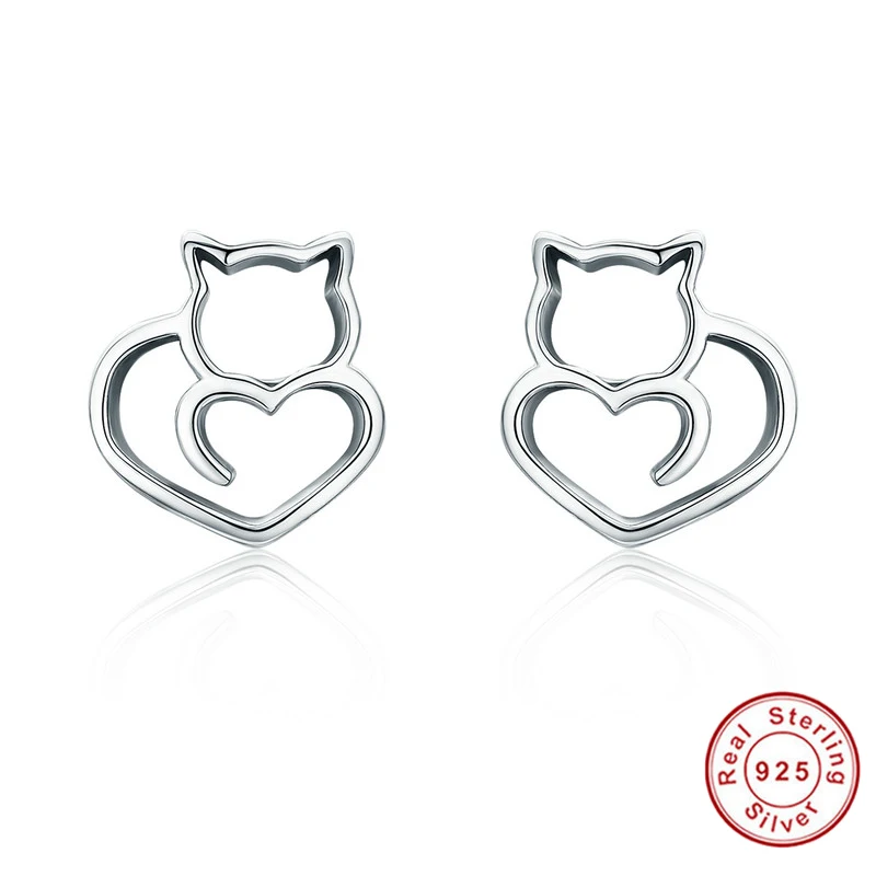 Authentic 925 Sterling Silver Cute Cat Stud Earrings for Women s925 Silver 11mmx10mm Small earings Fashion women's Jewelry 271
Authentic 925 Sterling Silver Cute Cat Stud Earrings for Women s925 Silver 11mmx10mm Small earings Fashion women's Jewelry 271