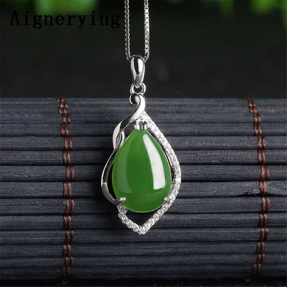 Certificate 925 silver Necklace Green Jade Zircon Inlaid Green Jade Vintage Pendant Cute For Woman Charm Gift with Craft Box
Certificate 925 silver Necklace Green Jade Zircon Inlaid Green Jade Vintage Pendant Cute For Woman Charm Gift with Craft Box