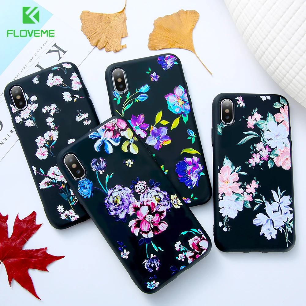 Мягкий силиконовый чехол FLOVEME для iPhone X 7 8 plus милый телефона 6 6s с объемным